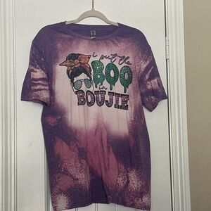 Gildan Softstyle “I Put the Boo in Boujie” Bleach Tie-Dye Halloween Graphic T-Sh